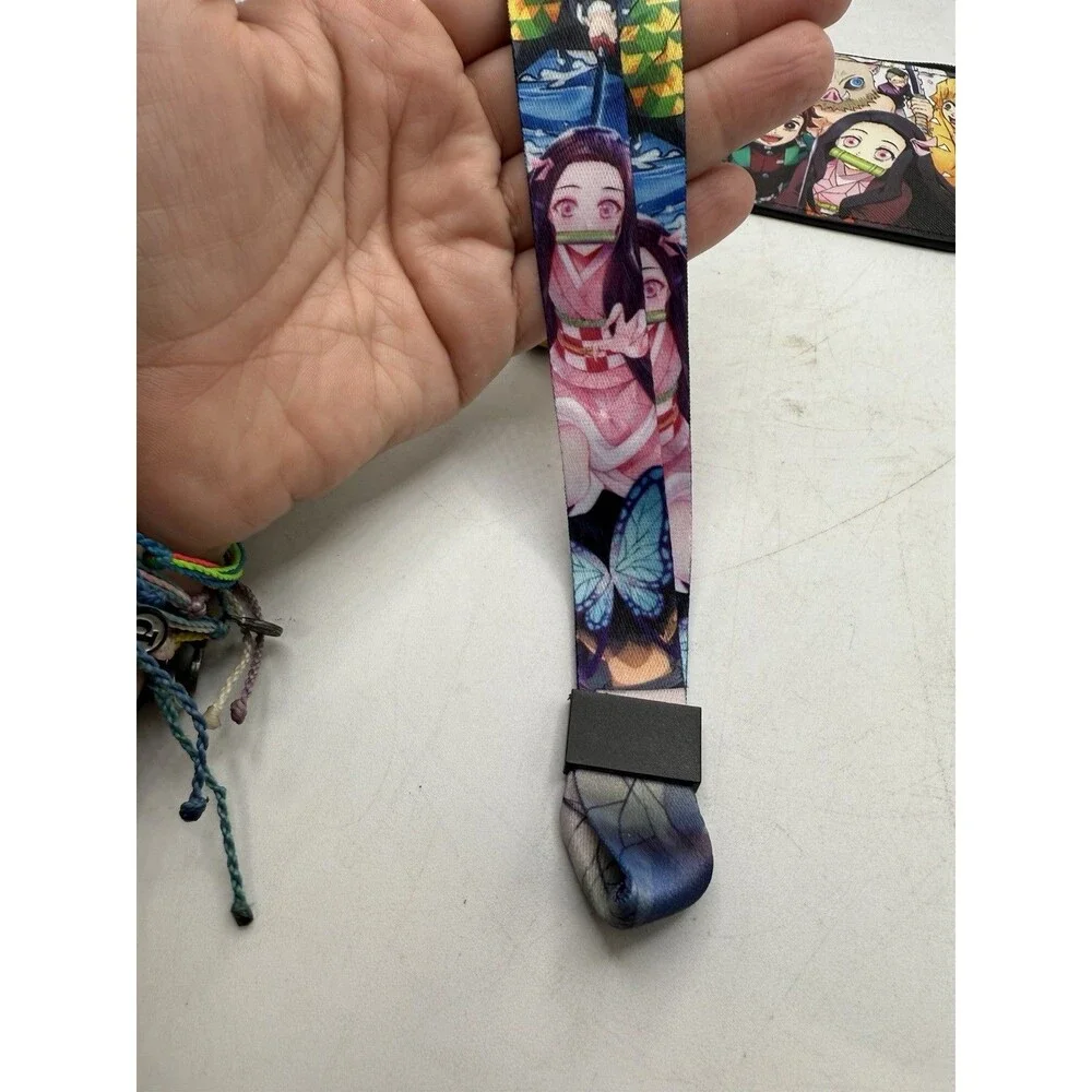 Japanese Demon Slayer Anime Necklace Lanyard w/ Zipper Wallet Keychain